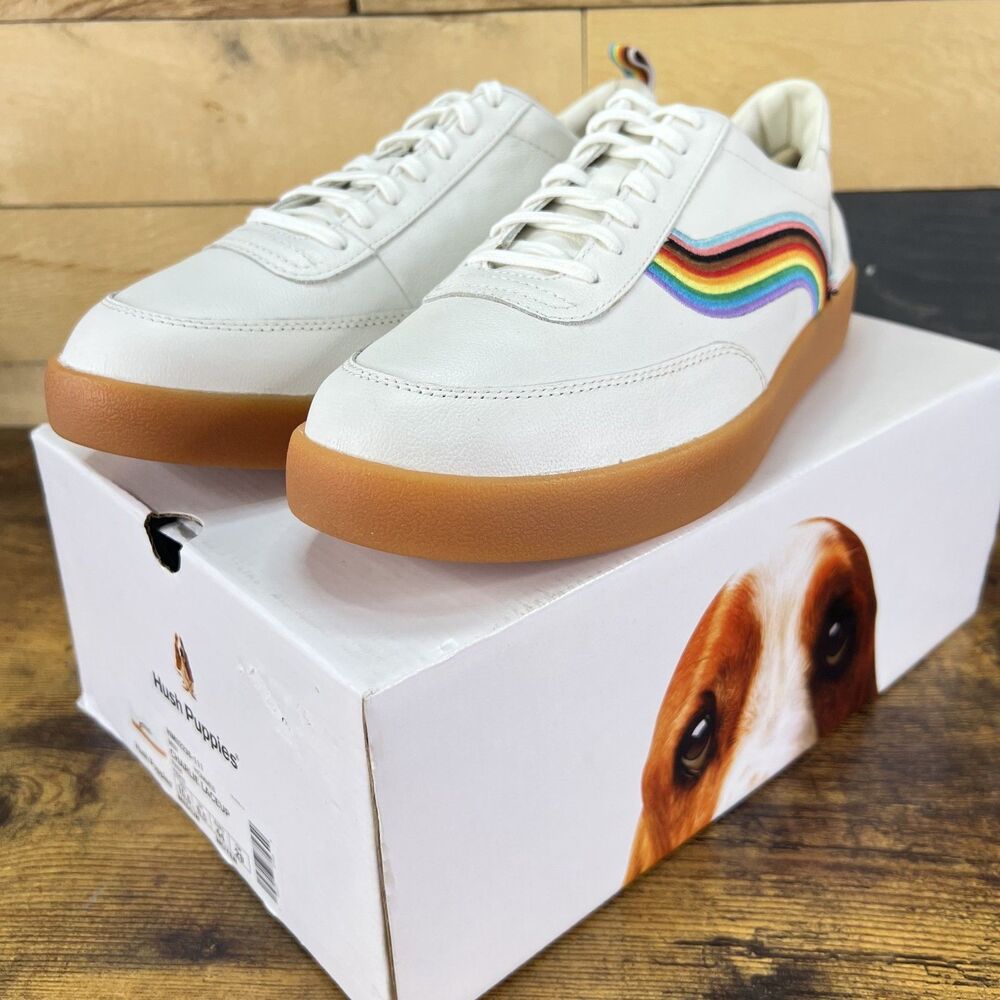 Hush Puppies Mens Charlie Court Rainbow X Free Mom Hugs Shoes Pride LGBTQ 10.5